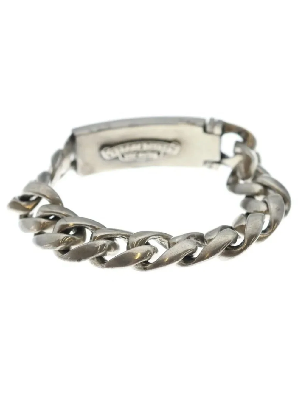 Chrome Hearts ID Floral Crs Cross ID Classic Link Bracelet Silver